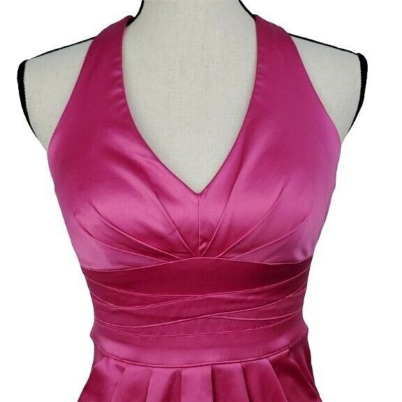 VTG Y2K Windsor Pink Satin Dress Juniors Sz 7 Mini Pockets‎ Party Barbiecore - Picture 3 of 7
